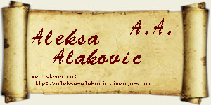 Aleksa Alaković vizit kartica